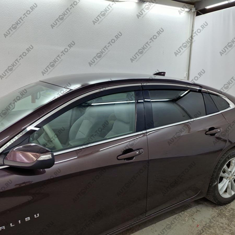 Дефлектор окон 2D, Chevrolet - MALIBU (IX) USA 2015-2018  6 шт хром накладка