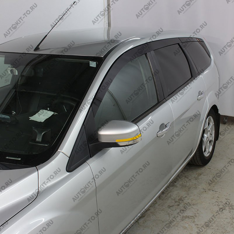 Дефлектор окон 2D, Ford - Focus (II рестайлинг) (универсал) 2007-2011, Комплект 6шт